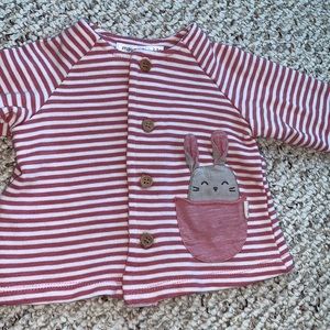 Mayoral newborn top pink stripes with bunny pocket 2-4 months
